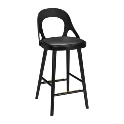 Silla de bar Colibri 63 cm, Roble barniz negro-cojín negro