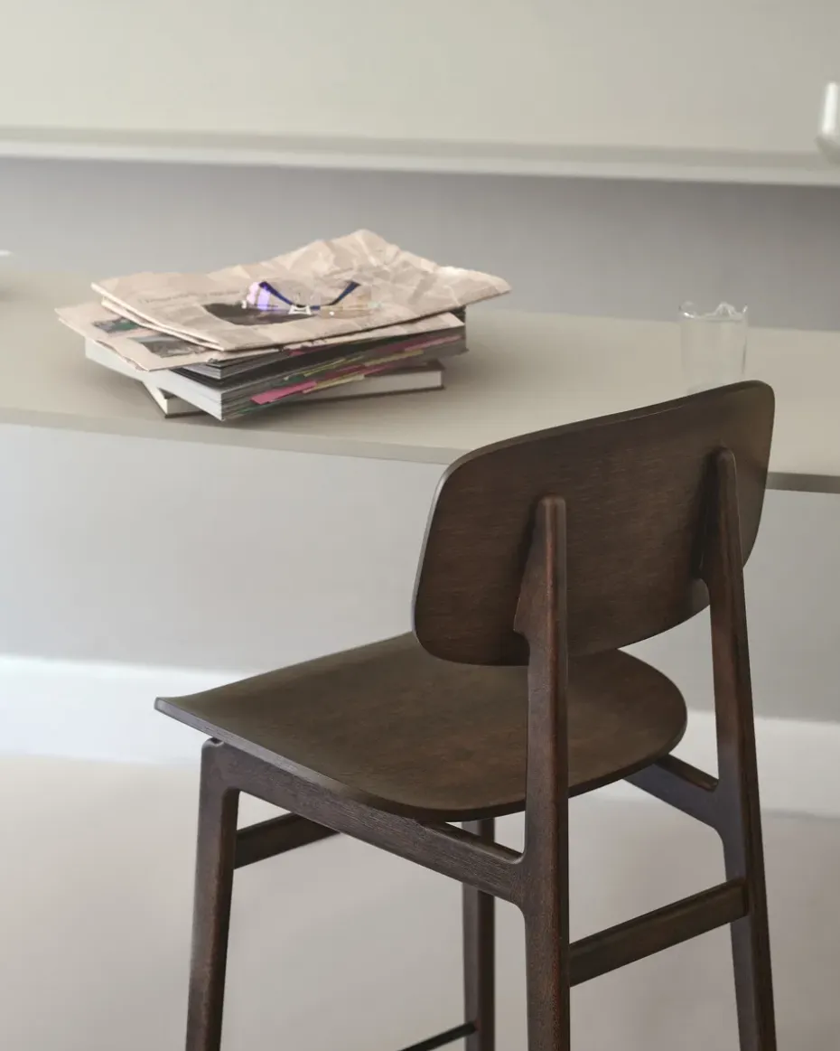 Silla de bar NY11, Roble ahumado oscuro, 75 cm