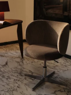 Silla de comedor con ruedas Rico Devoré Velvet, Flint Grey