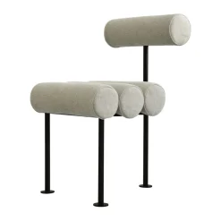 Silla de comedor Hiro, Black frame-Sand