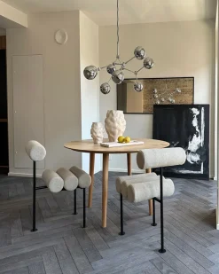 Silla de comedor Hiro, Black frame-Sand