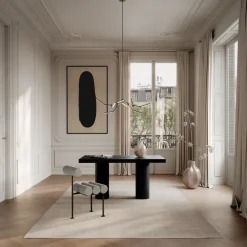 Silla de comedor Hiro, Black frame-Sand