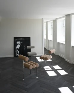 Silla de comedor Hiro, Black frame-Sand