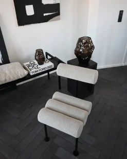 Silla de comedor Hiro, Black frame-Sand