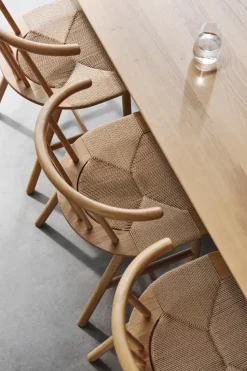 Silla de comedor VIOR asiento trenzado, Roble lacado-natural