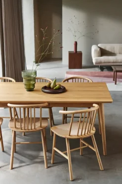 Silla de comedor VIOR asiento trenzado, Roble lacado-natural