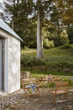 Silla de exterior M23 Lilleø, Teak-acero inoxidable