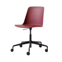 Silla de oficina Rely HW28, Red brown, base giratoria en negro