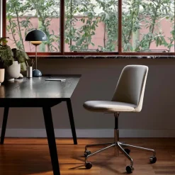 Silla de oficina Rely HW31, Tela re-wool 718 grey, base negra