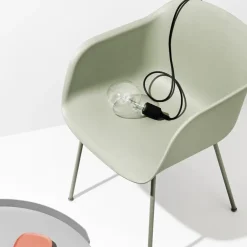 Silla Fiber chair con reposabrazos, Dusty green-Green (plástico)