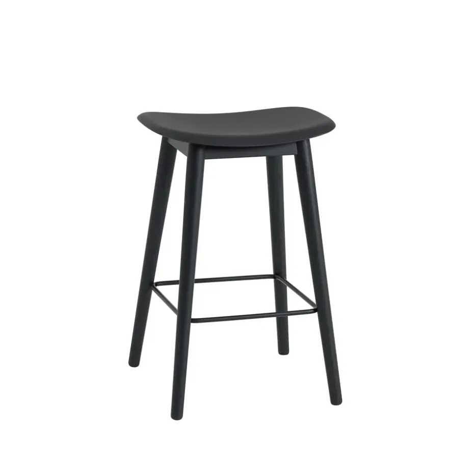 Silla Fiber counter stool 65 cm, Black, patas negras