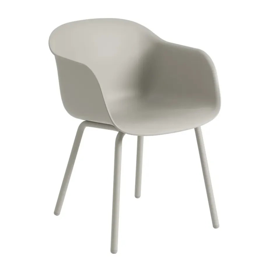 Silla Fiber Outdoor Armchair con patas de acero, Grey (plastic)