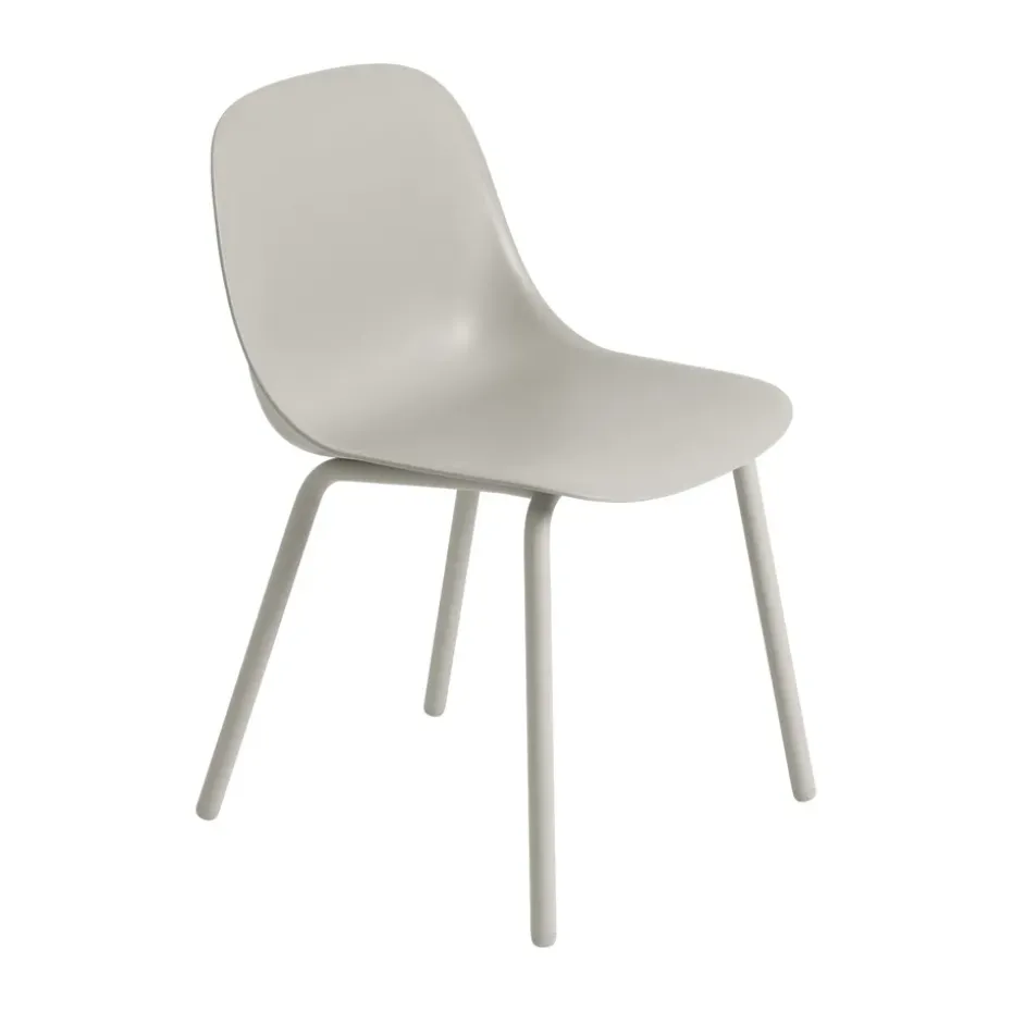 Silla Fiber Outdoor side chair con patas de acero, Grey