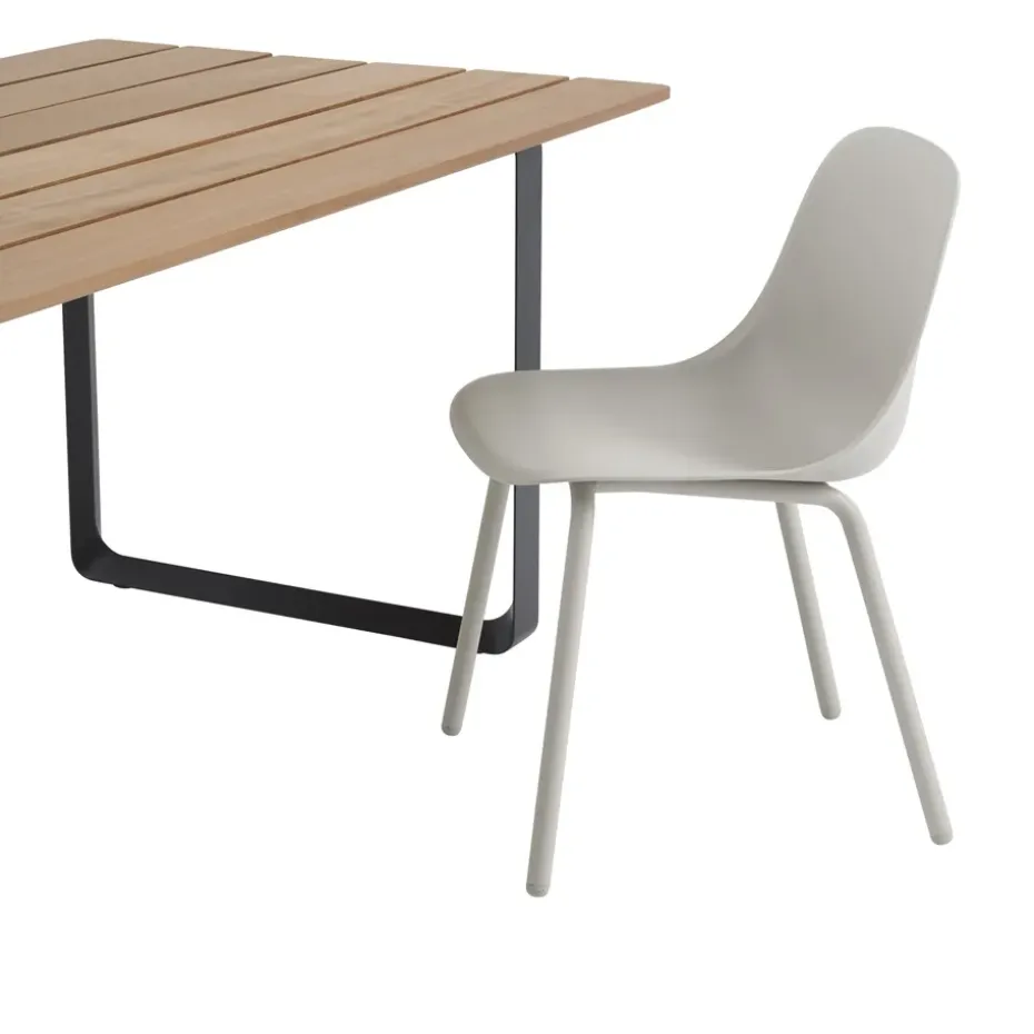 Silla Fiber Outdoor side chair con patas de acero, Grey