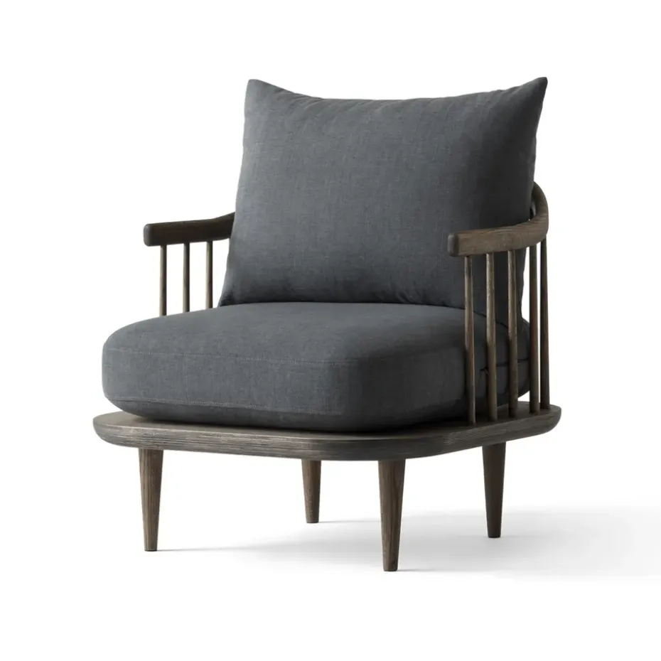 Silla Fly SC10, roble ahumado, gris oscuro