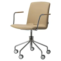 Silla giratoria con base de cromo Day, Roble-natural-H&S-elmosoft 02119