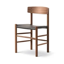 Silla J39, Aceite nogal-cuero Omni 377 marrón oscuro