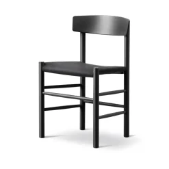 Silla J39, Haya lacada en negro-black canvas