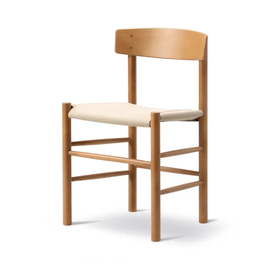 Silla J39, Haya lacada vintage - canvas natural