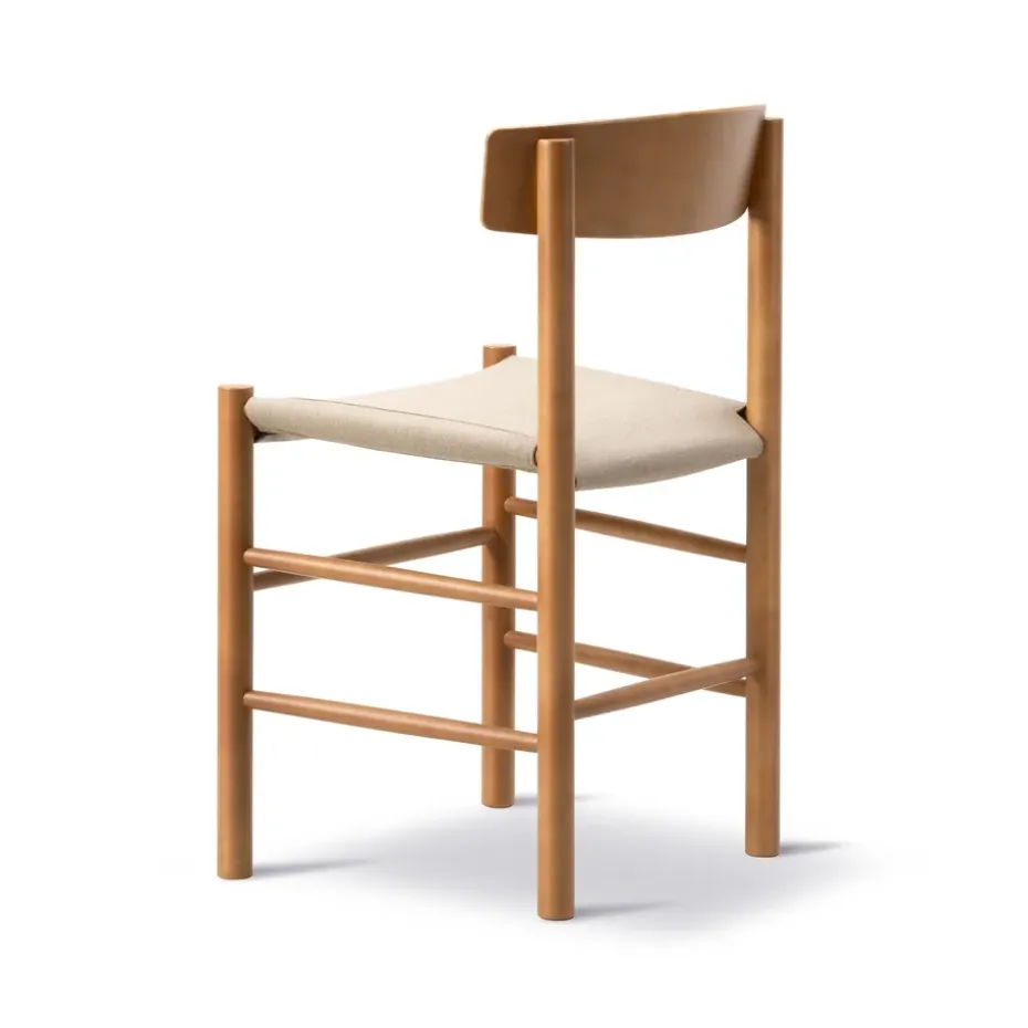 Silla J39, Haya lacada vintage - canvas natural