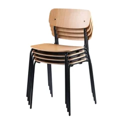 Silla J182 Holmen, pack de 4, Chapa de roble-patas negras