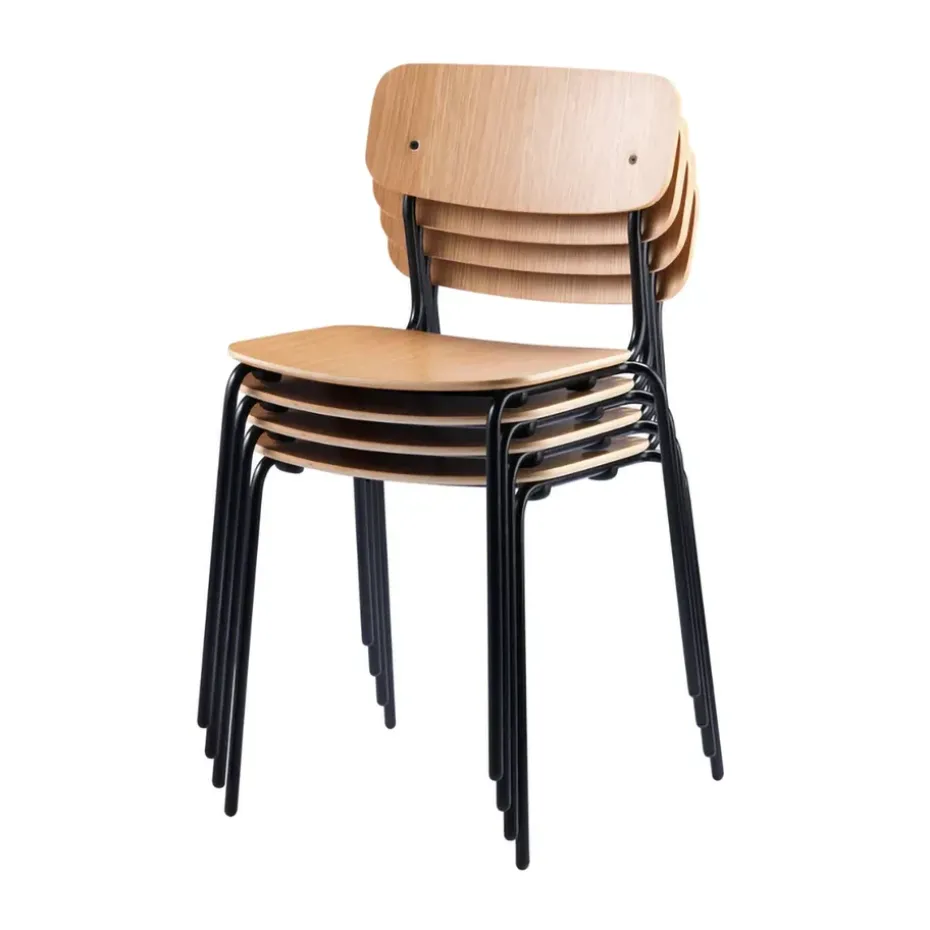 Silla J182 Holmen, pack de 4, Chapa de roble-patas negras