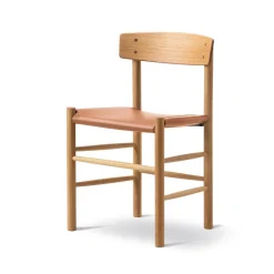 Silla J39, Roble aceitado-cuero Omni 307 cognac