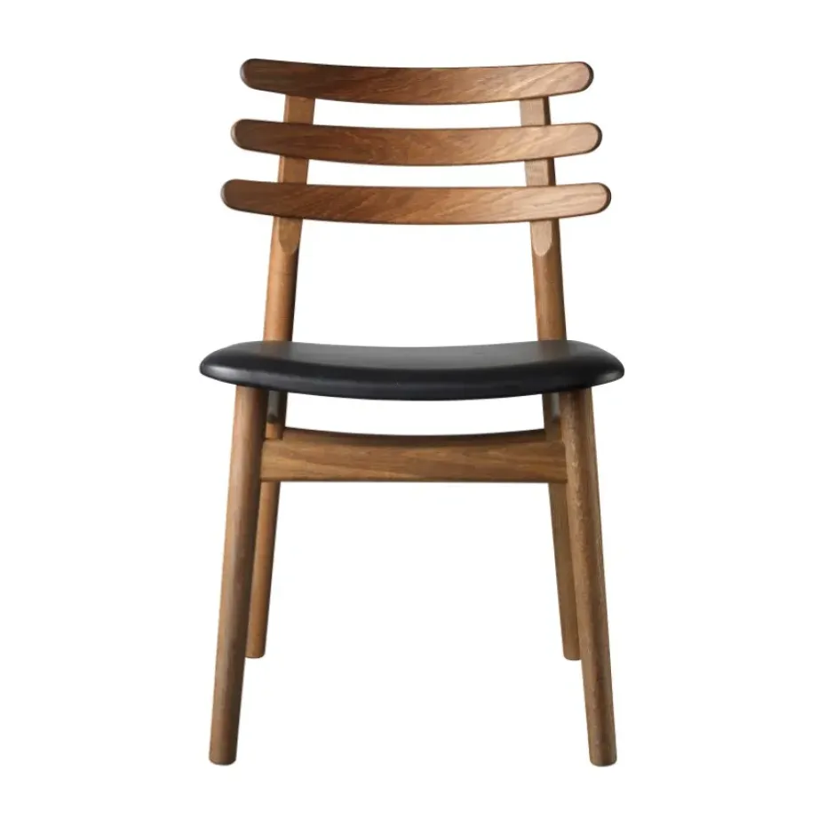 Silla J48, Smoked oak nature lacquered-black leather