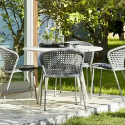 Silla Lean, White grey, Cane-Line weave