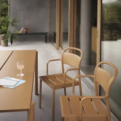 Silla Linear steel armchair, Burnt orange