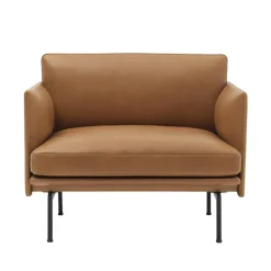 Silla Outline base negra, Refine leather cognac-Black