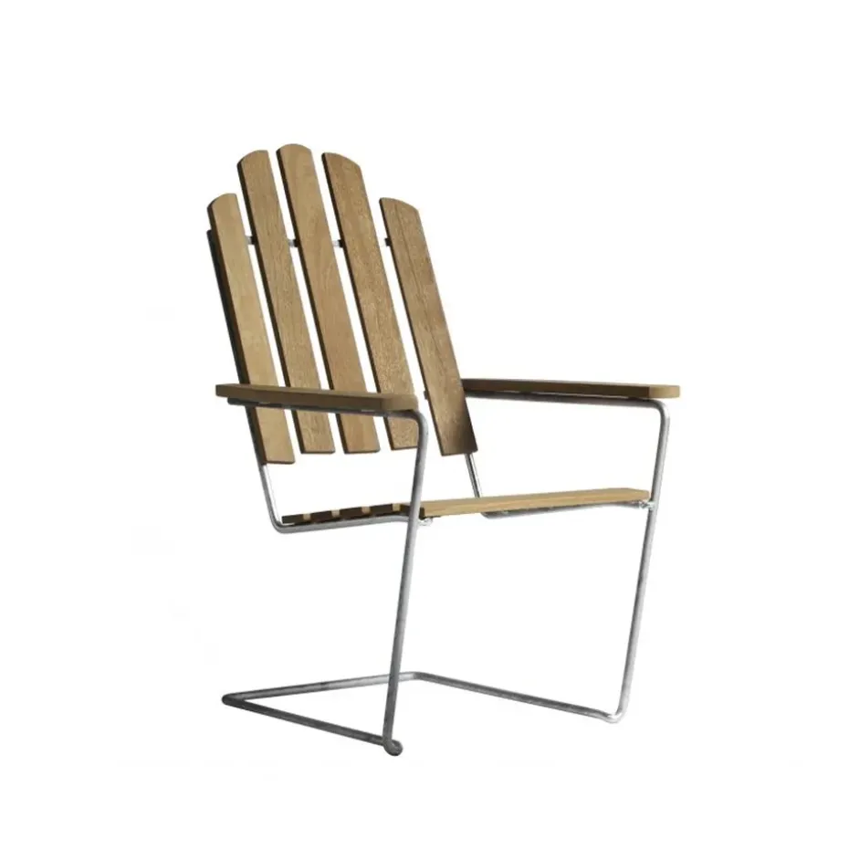 Silla para tomar el sol A3, Roble aceitado - estructura galvanizada en caliente