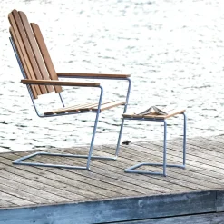 Silla para tomar el sol A3, Roble aceitado - estructura galvanizada en caliente