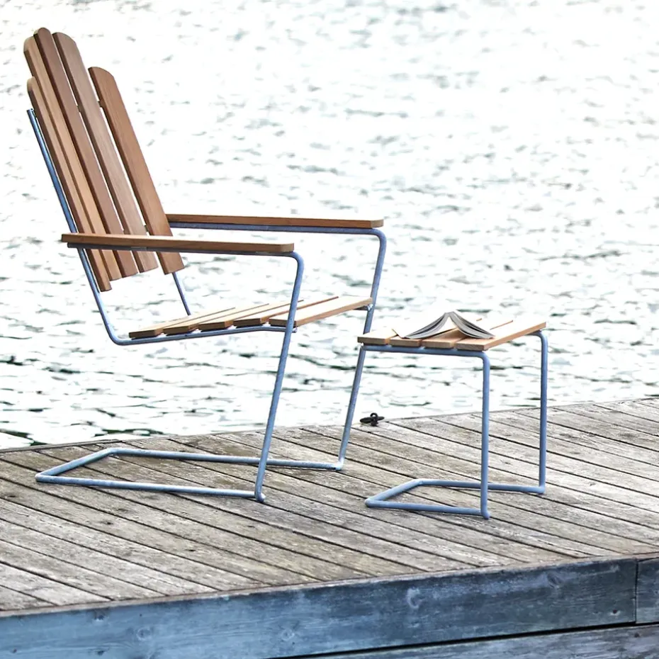 Silla para tomar el sol A3, Roble aceitado - estructura galvanizada en caliente