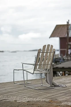 Silla para tomar el sol A3, Roble lacado blanco-galvanizado en caliente