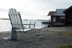Silla para tomar el sol A3, Roble lacado blanco-galvanizado en caliente