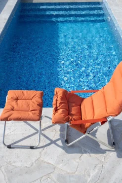 Silla para tomar el sol Fiesta Soft, Tela orange, estructura de aluminio
