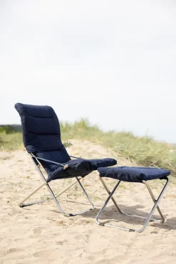 Silla para tomar el sol Fiesta Soft, Tela navy, soporte de aluminio