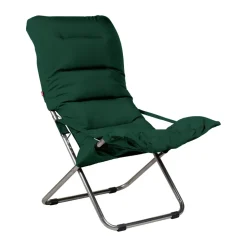 Silla para tomar el sol Fiesta Soft, Tela dark green, estructura de aluminio