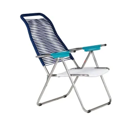 Silla para tomar el sol sin reposapiés Spaghetti, Multi, estructura de aluminio, azul