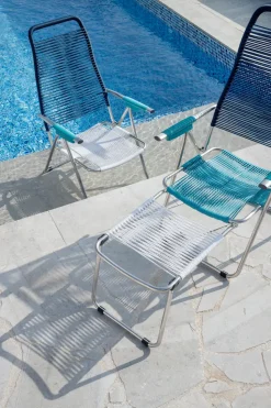 Silla para tomar el sol sin reposapiés Spaghetti, Multi, estructura de aluminio, azul