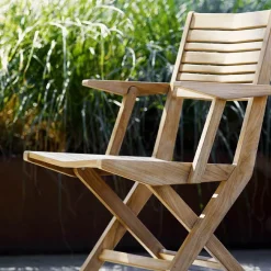 Silla plegable Flip, Teak, con reposabrazos