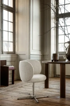 Silla Rico dining chair swivel bouclé, Off-white