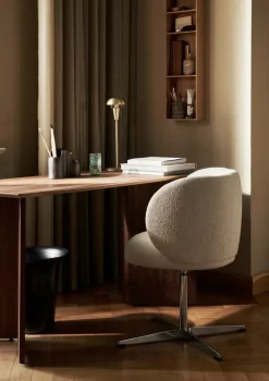 Silla Rico dining chair swivel bouclé, Off-white