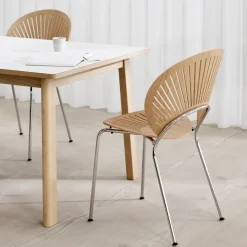 Silla Trinidad 3398, Nogal barnizado transparente- patas cromadas