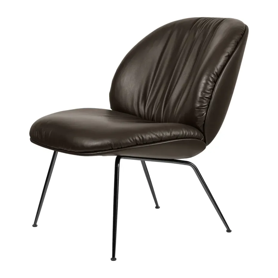 Sillón Beetle Soft tapizado, Smooth leather Gubi Coffee-negro mate