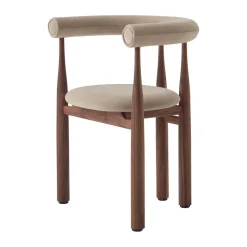 Sillón con reposabrazos Bukowski tapizado, Nogal, Megan 26 Beige