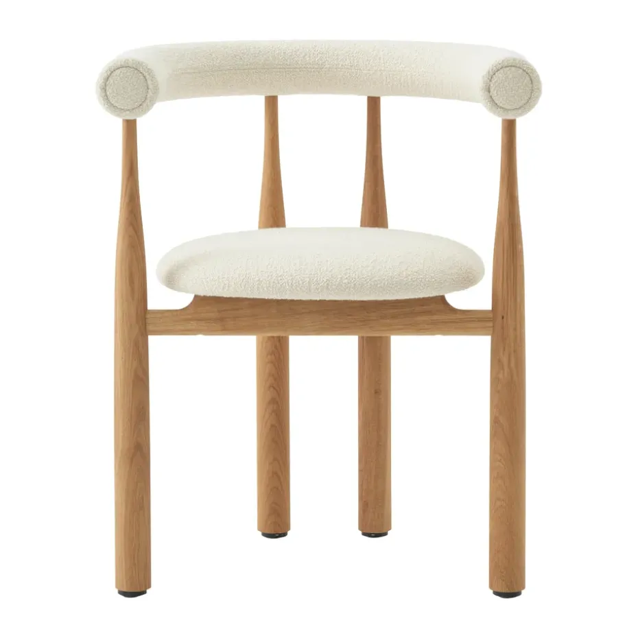 Sillón con reposabrazos Bukowski tapizado, Roble, Lana Barnum