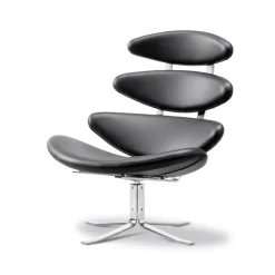 Sillón Corona, Cuero omni 301 - estructura cromada