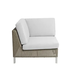 Sillón esquina Connect, Taupe, esquina, cojines blancos